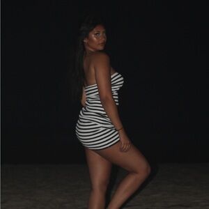 Black and white step dress